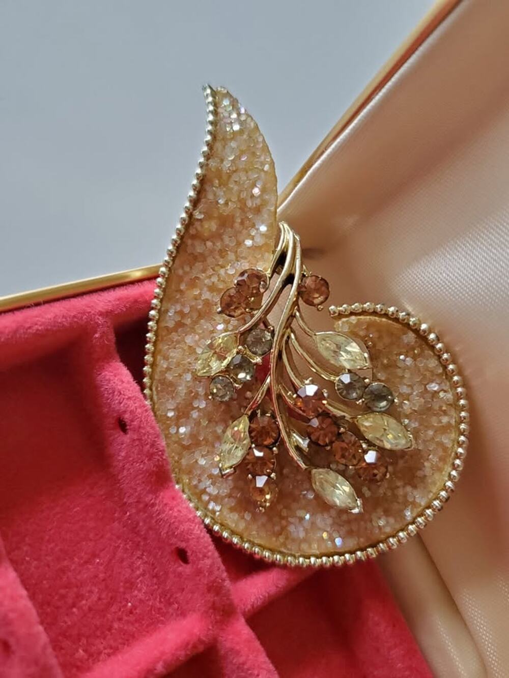 Vintage Glitter Crusted Coro Designer Swirl Brooch